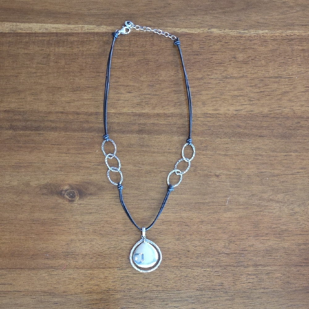 SILPADA N1440 teardrop disc necklace, retired, 20"